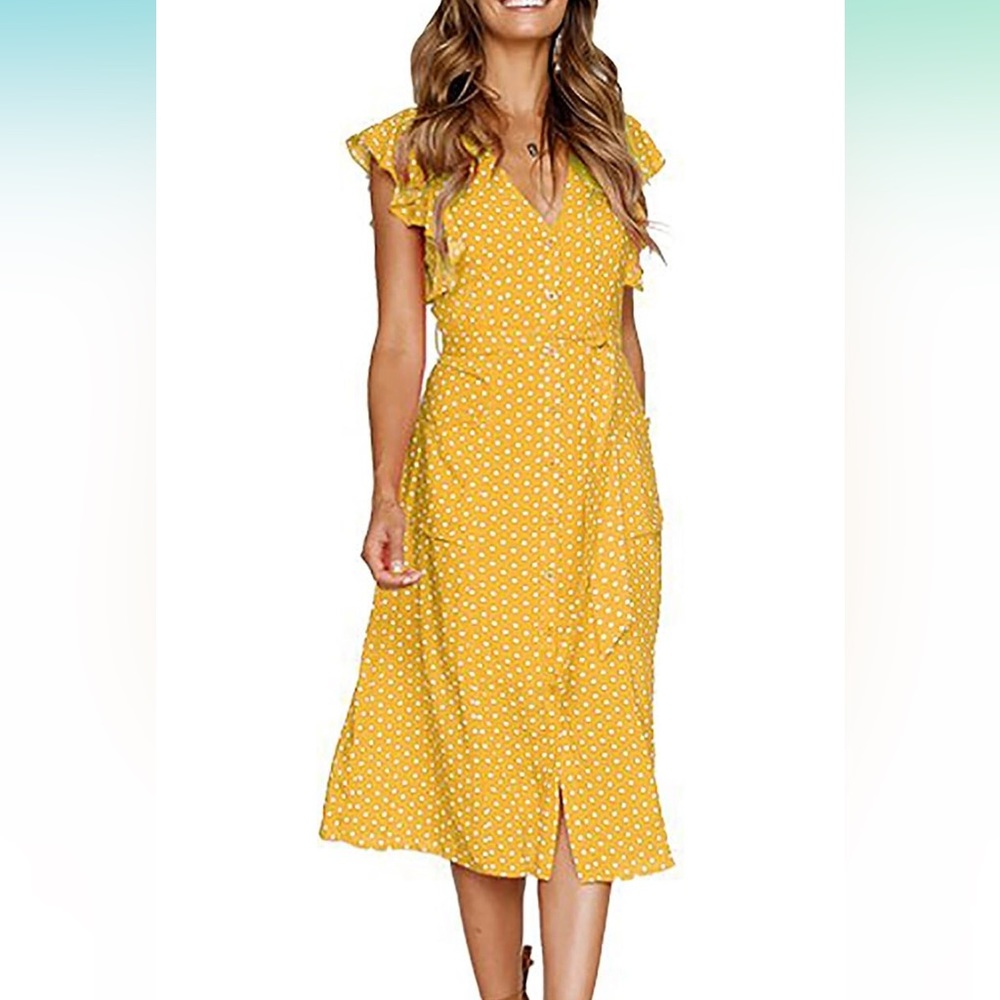 Cute flirty yellow polka dot dress